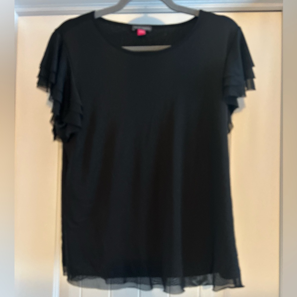 Vince Camuto Black Layered Sleeve Blouse